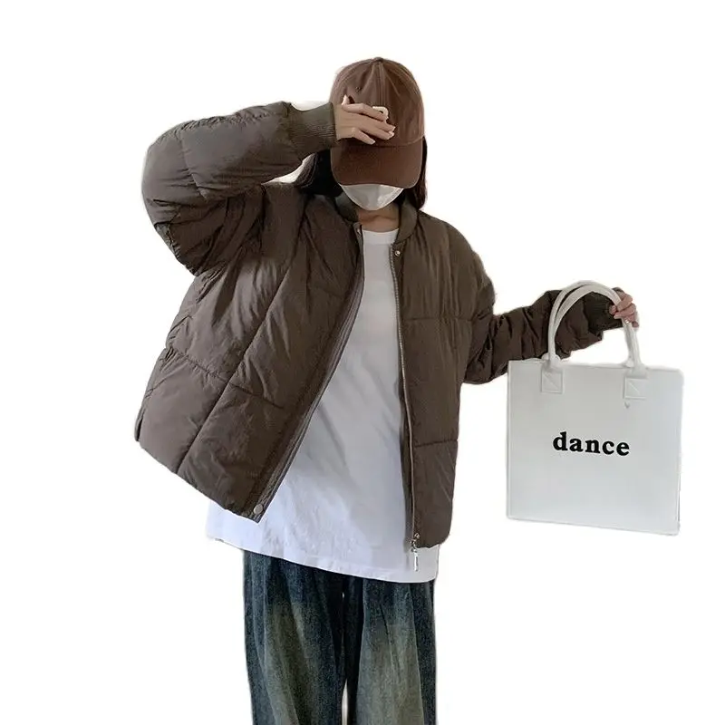 

Модные осенне-зимние куртки для женщин, новинка 2023, корейские парки, свободная хлопковая куртка, короткое пальто, бейсбольная куртка для женщин