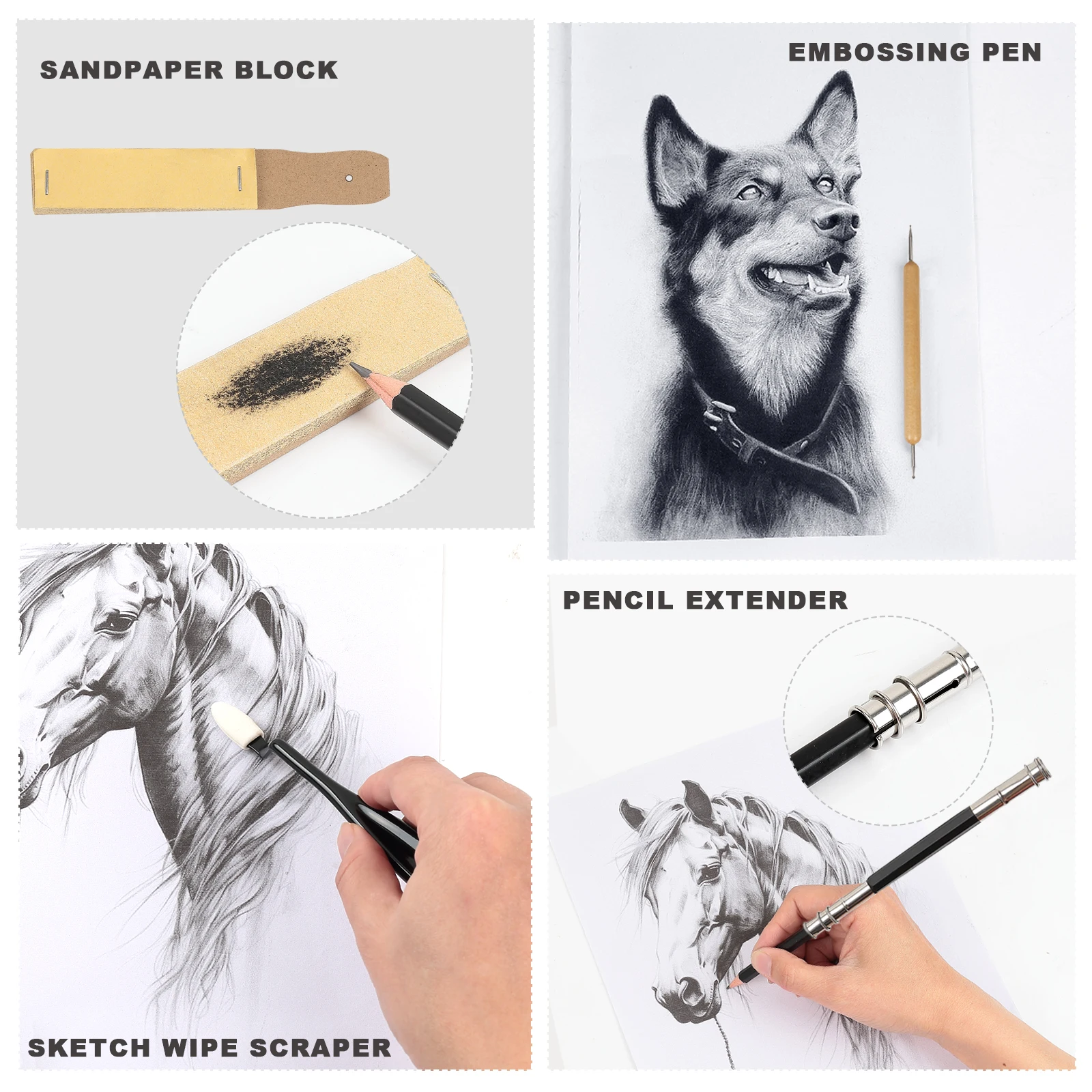 60 Pcs Drawing Kit Sketching Pencil Set Sketch Pencils Art Supplies with 3-Color Sketchbook Graphite Charcoal Drawing Pencils sketching pencil set sketch drawing art set