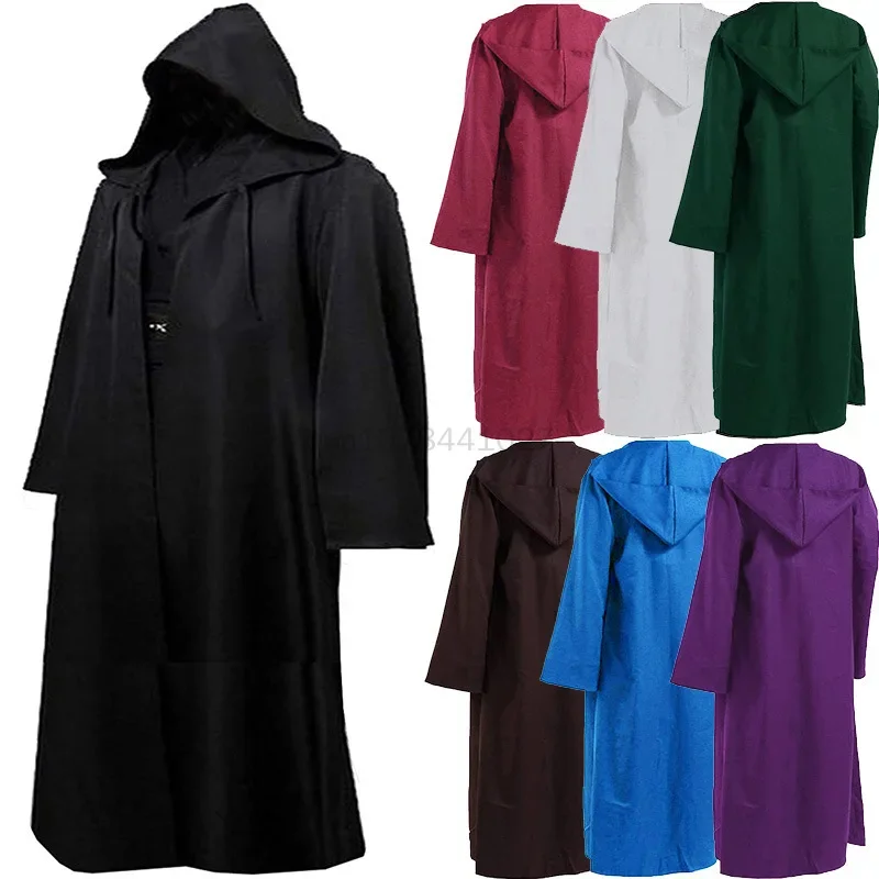 Mantello Medievale Con Cappuccio - Nero - Unisex Adulto - Per Cosplay, Halloween, Feste In Maschera