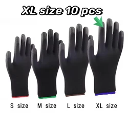 Durable Elastic Nylon PU Coated Gloves for Woodworking and Automotive Repair - 10 Pairs (XL size)