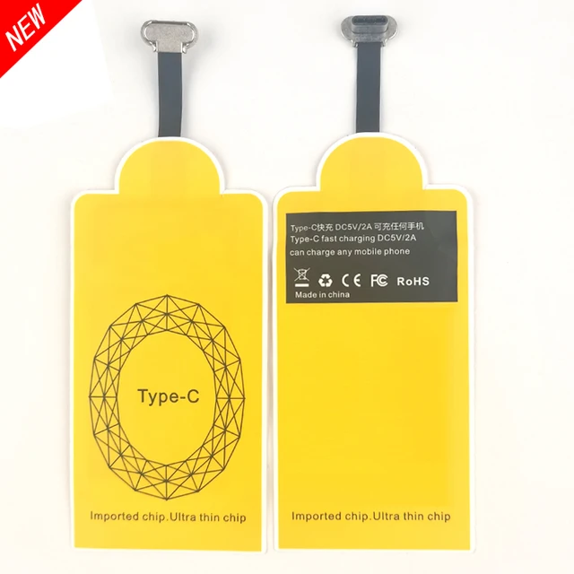 Lightweight Qi Wireless Charging Receiver For Samsung Huawei Xiaomi Universal Micro USB Type C Fast Wireless Charger Adapter 04 5V 2A Type C