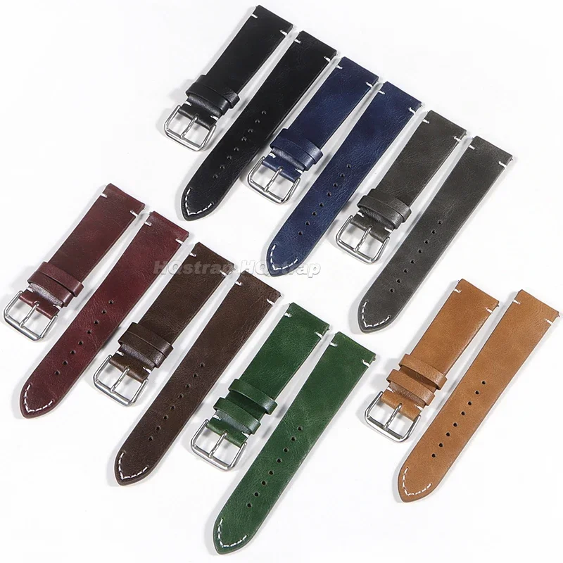 Vintage Genuine Leather Watch Band with Quick Release