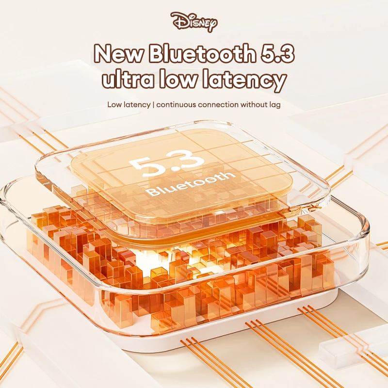 디즈니 J155 블루투스 5.3 무선 이어폰, HIFI 사운드 음악 헤드셋, HD 통화 스마트 터치 이어버드, 곰돌이 푸 선물