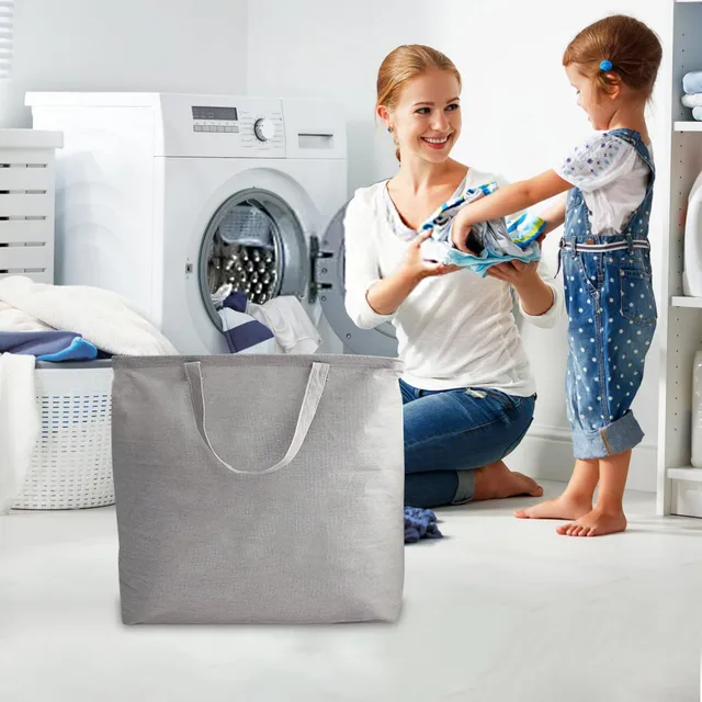 50L Dirty Losundry Hamper A Szabadon Álló Ruhák Akadályozható Mosodai Kosár Kibővített Fogantyúkkal Ruházati Játékokhoz - Image 2