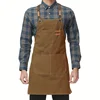 Household Canvas Apron Oil-proof  Can Wipe Hands  Kitchen CookingMen Women Adult With Tool Pockets Fashion Coffee Over  apron 1