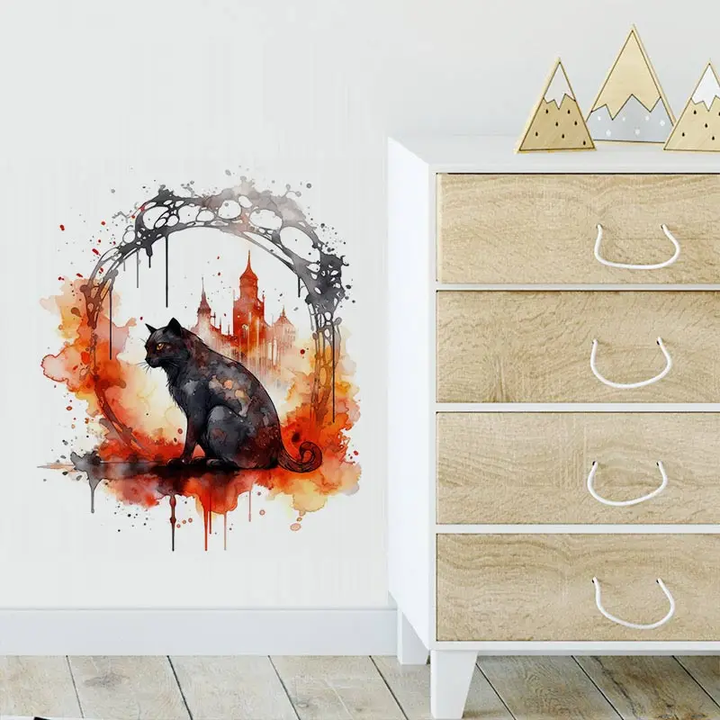 M443 niedlichen Cartoon schwarze Katze Toilette Aufkleber WC-Abdeckung Aufkleber Wanda uf kleber Tier WC Zubehör Spaß für die Heim dekoration