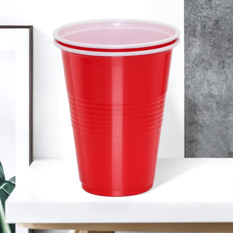 16-Ounce Plastic Party Cups in Red (25 Pack) Disposable Plastic Cups  Recyclable Red Cups with Fill Lines for Drinks,BBQ,Picnics