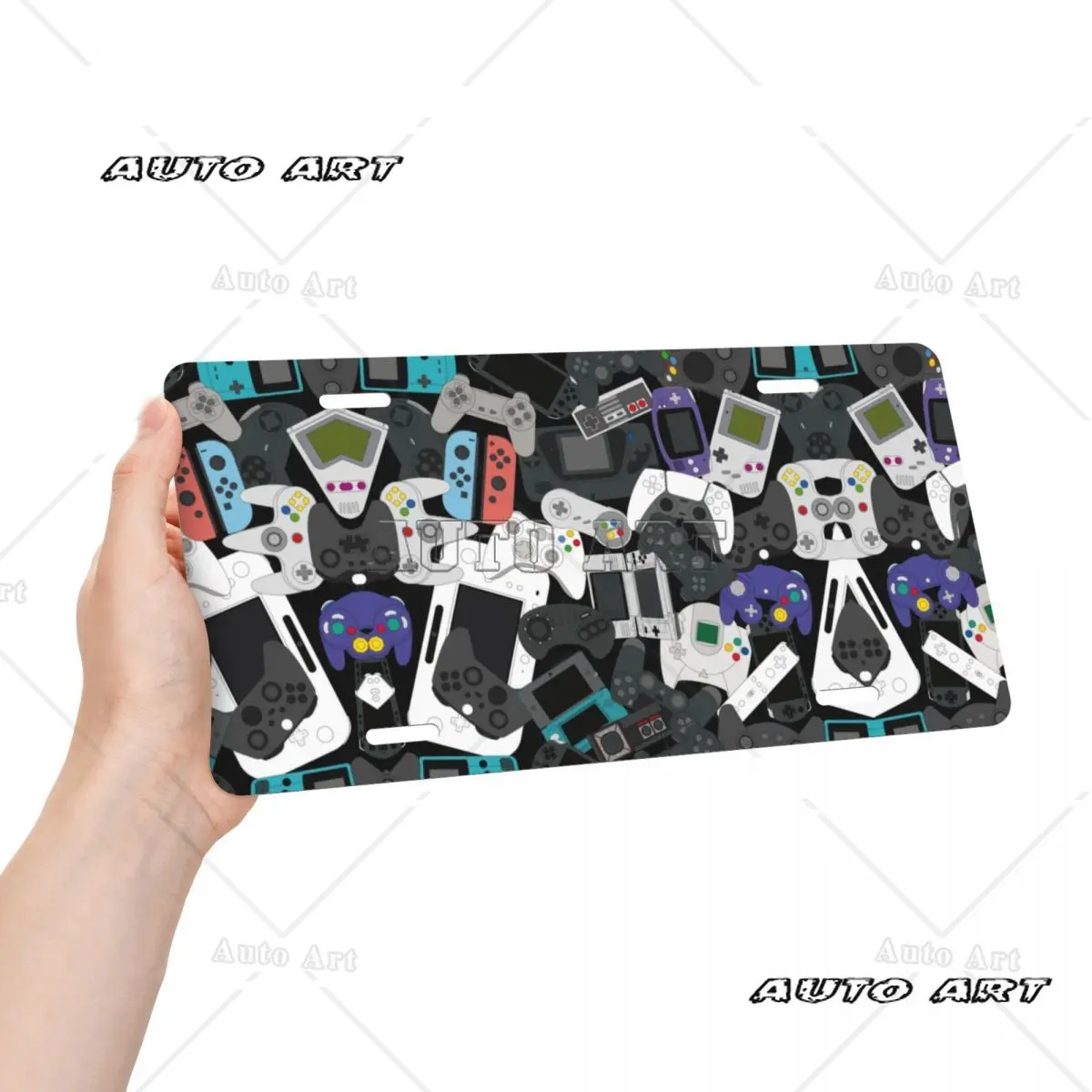 Gamer Controller License Plate Nostalgia Gaming Decorative Car Front License Plate Cover Aluminum Vanity Tag 12 X 6 Inch