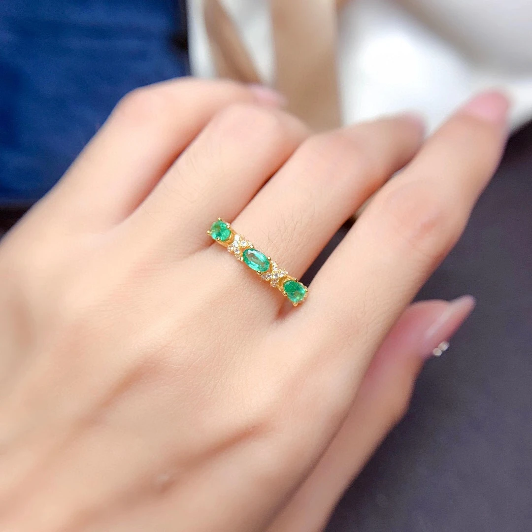 3 Pieces 3mm 5mm Natural Emerald Solid 925 Silver Emerald Ring Fashion Sterling Silver Emerald Jewelry Gift For Woman おしゃれ人気 Dhis Pnlp Sn
