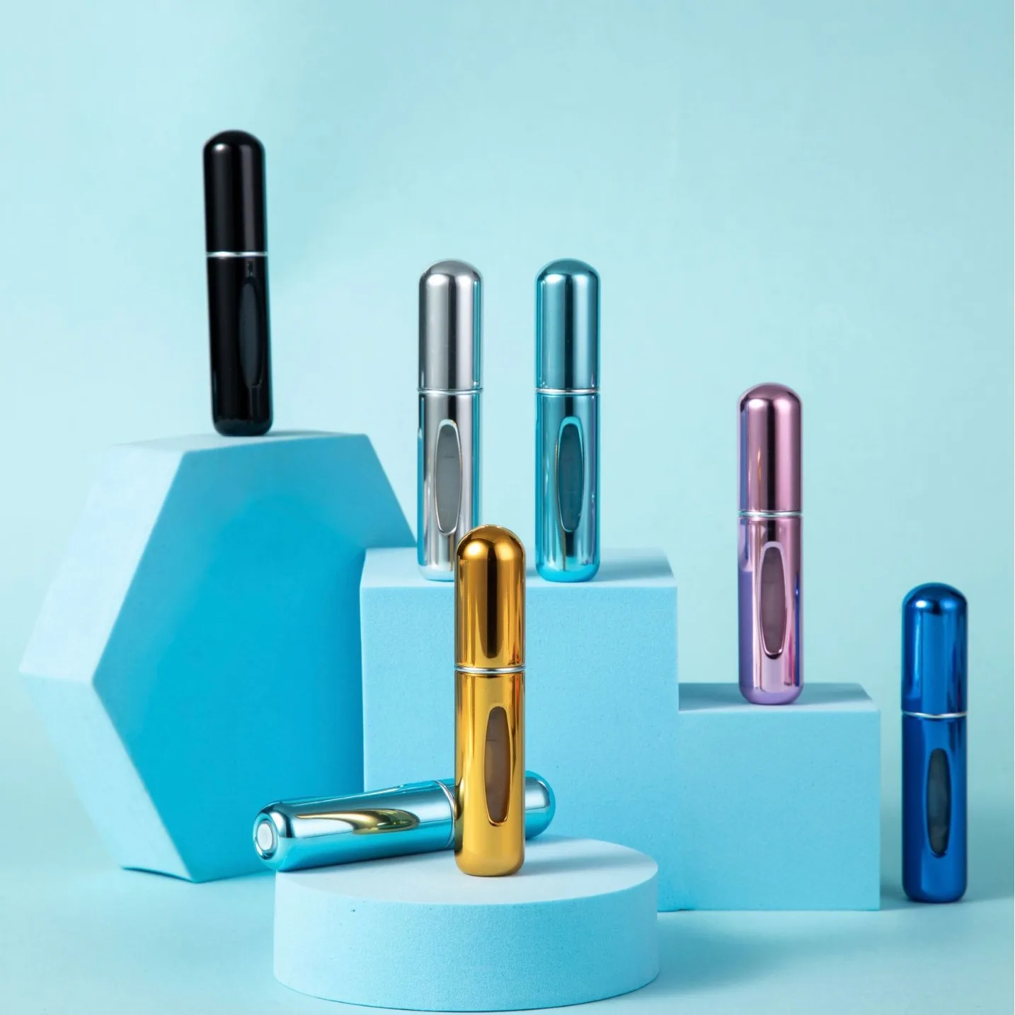 1PC Mini Refillable Perfume Bottle Atomizer Aluminum Spray Portable Portable Travel Liquid Container Cosmetics Dispenser Tool 2
