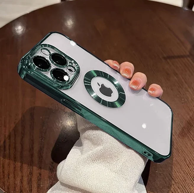 thumbnail image 1 of Luxury Plating Charm Logo Hole Hollow Case For iPhone15 14 13 11 12 Pro XR XS Max 7 8 Plus SE3 Soft Transparent Shockproof Cover, 1 of 5