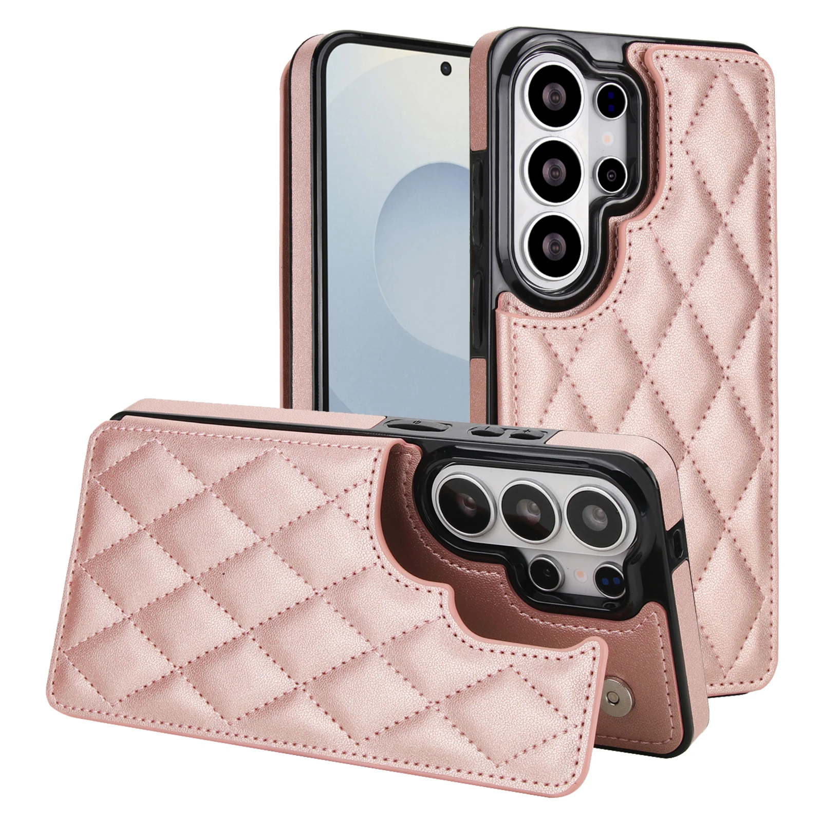 Quilted Leather Wallet Case with Card Holder
