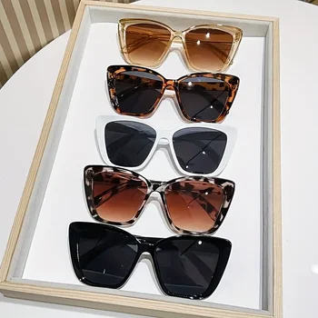 5 Pcs Women's Vintage Cat-Eye SunGlasses, Plastic Frame, Trendy Street Style For Hiking & Outdoor Activities