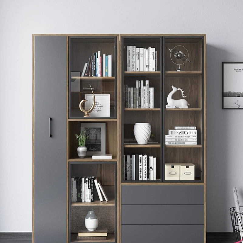 

Guyi Combined Bookcase Glass Door Study Bookcase Simple Modern Bookshelf Locker