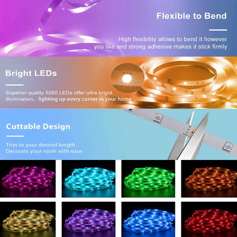 Tira de Luces LED RGB con Control por App, Bluetooth y Sincronización de Música (USB 5V) Sb7405b5473174851a9ef83fee67406a9b