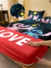 1 cartoon cute Stitch pattern digital printed frosted Fitted Sheet,bedroom printed bed cover,bedding(No pillowcase) 1