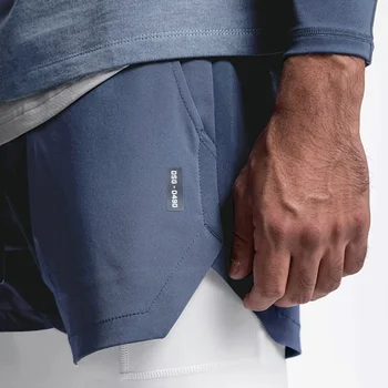 Mens Gyms Fitness 2 in 1 Quick Dry Shorts Summer Running Bodybuilding Jogging Casual Short Pants Workout Male Basketball Bottoms 5