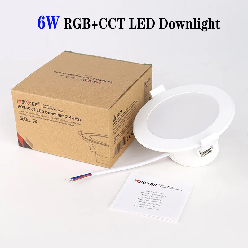 Miboxer 2.4G 6W RGB+CCT LED Downlight Ceiling Light 2.4GHz Control AC 100-240V