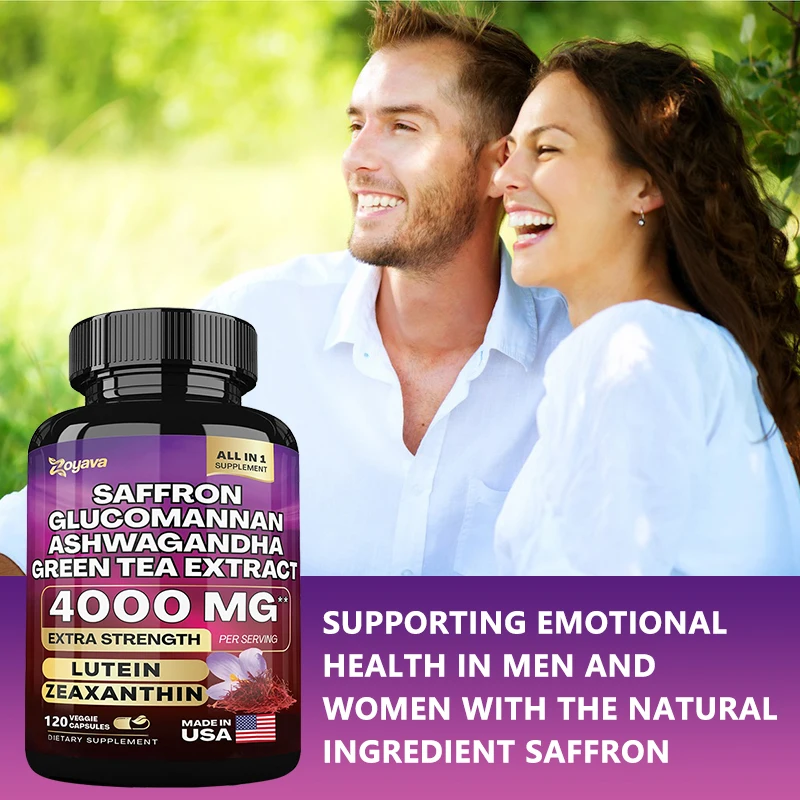 Saffron Extract Glucomannan Green Tea 4000 Mg Mood Regulation Eye Health green tea capsules