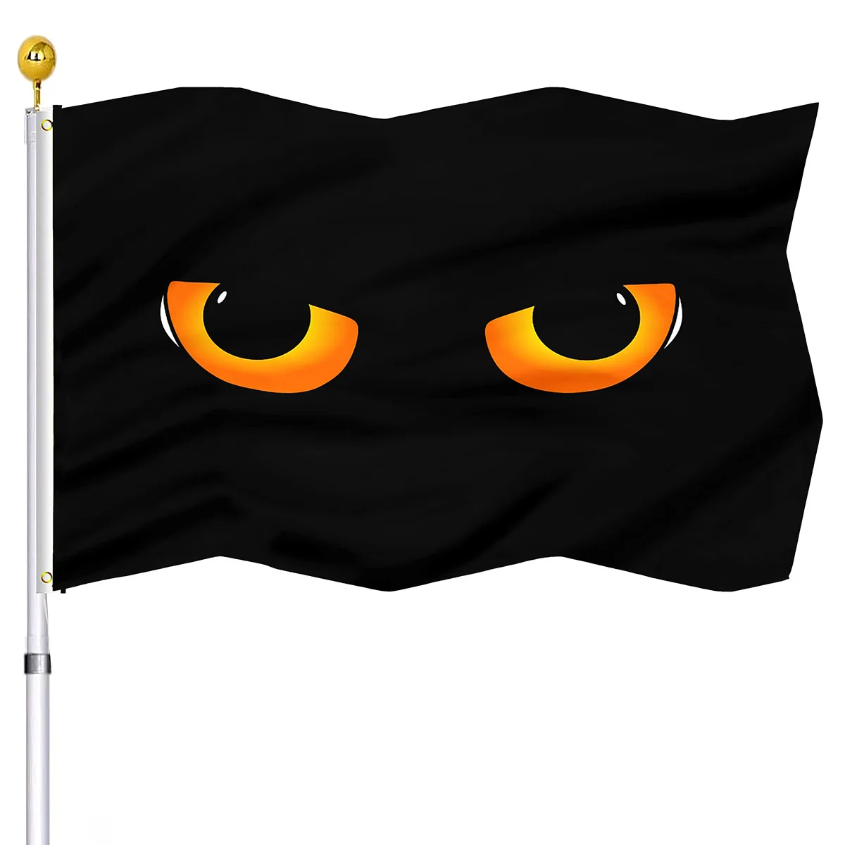 

Scary Halloween Flag Cool Black Cat's Yellow Eyes Double Stitched Flags with Brass Grommets for Outdoor Indoor Home Decorations