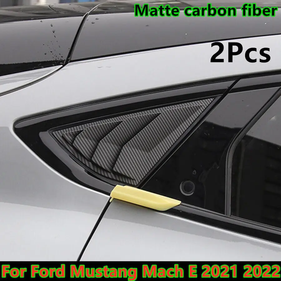 

2PCS Matte Carbon Fiber Car Rear Quarter Side Vent Window Scoop Louver Cover Trim For Ford Mustang Mach E 2021 2022