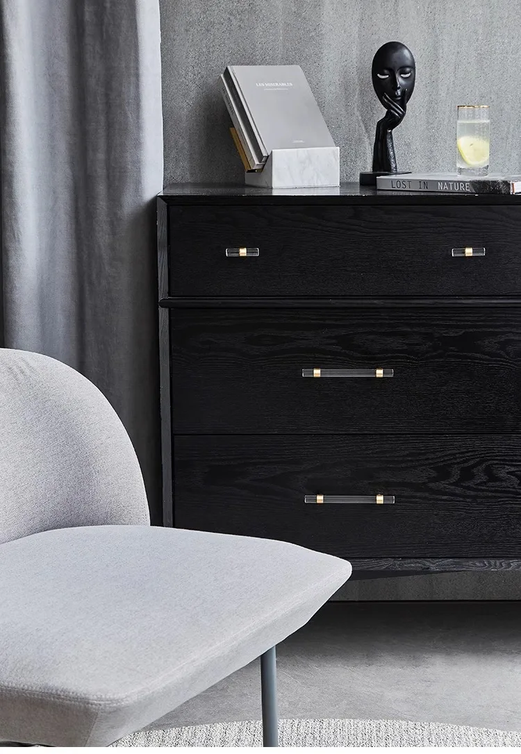 minimalist brass acrylic handle for kitchen cabinets