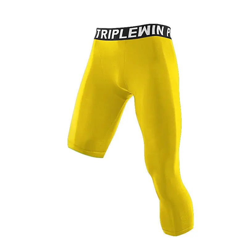 Men Women Summer Capri Running Tights GYM 3/4 Pants Male Basketball Football Soccer Fitness Exercise Sport One Leg Leggings 03