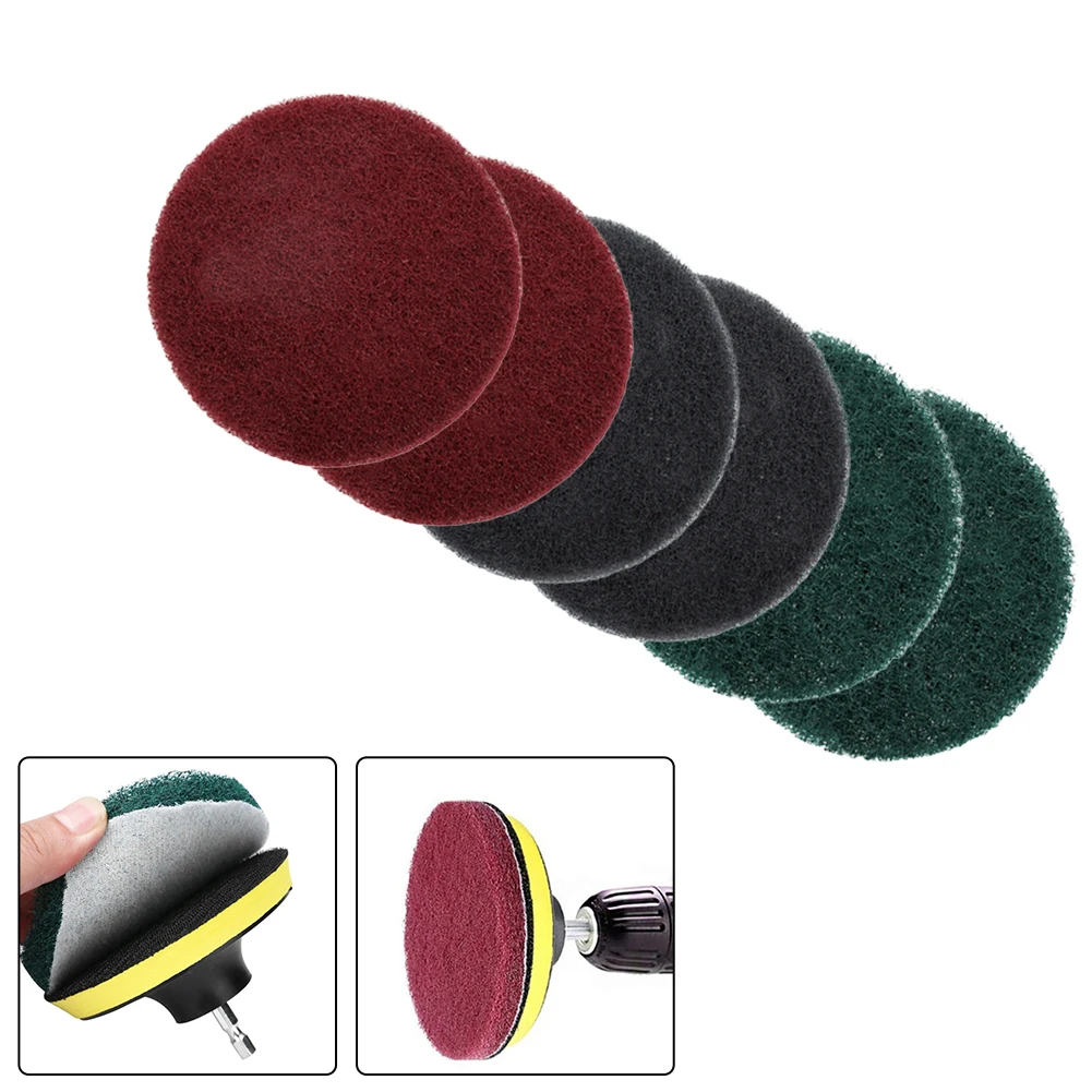 6pcs 5-inch Electric Drill Brush Head Cleaning Cloth Household Tools Floor Tile Polishing Kitchen Bathroom Car Wash And Descal 3