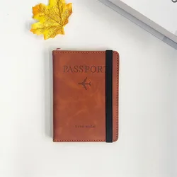 Unisex RFID Vintage Leather Passport and Card Holder Wallet (BrownA)