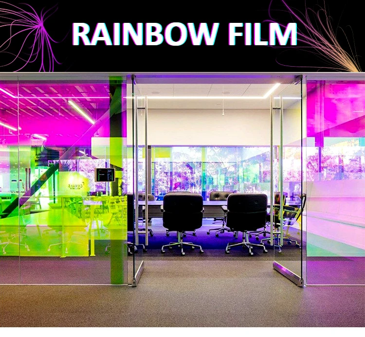 Description Picture 2 of itemDecorative Iridescent Window Film Self Adhesive Glass Film Chameleon Rainbow Effect for Home Decal DIY Dichroic Window Sticker