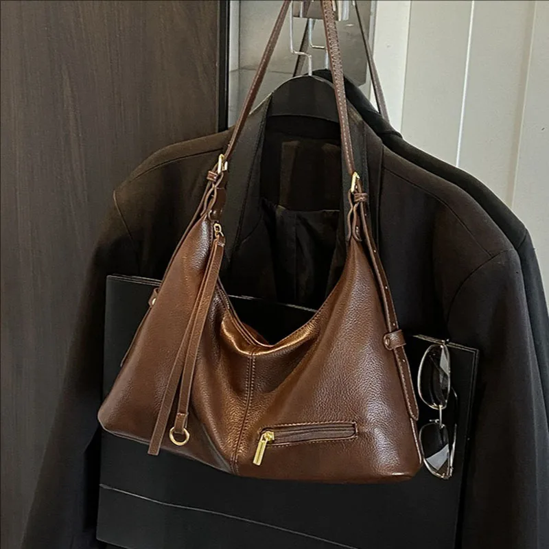 Korean Retro Pu Shoulder Bags For Women Luxury Designer Crossbody Bag Females Fashion Underarm Bags Handbags