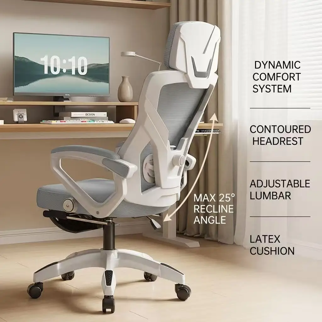 Sedia da Gaming Ergonomica con Poggiapiedi, Sedia da Ufficio Reclinabile con Schienale Alto, Supporto Lombare Regolabile, Sedia Girevole da Scrivania - immagine 3