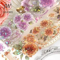 JIANWU Rose Manor Series Vintage Flower Landscaping Strip Material Collage PET Tape Creative DIY Journal Stationery 1