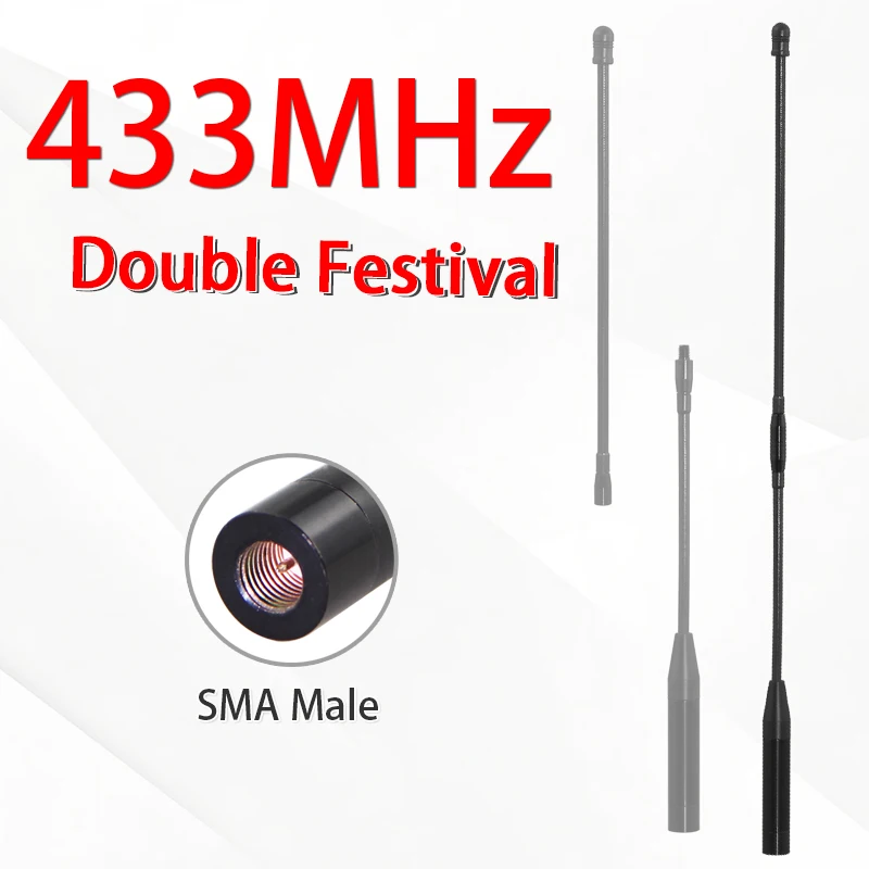 LoRa 433MHz 소프트 안테나 433MHz 40CM 2단 SMA 플렉시블 휩 안테나 장거리 전송용 RKE LoRaWan용