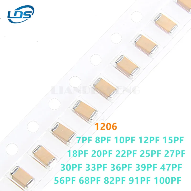 100pcs SMD Ceramic Capacitor1206 7pF8p9.1pF 10pF12pF 15pF 16pF 18pF 20pF 22pF 24pF 25pF 27pF 30pF 33pF 36pF 47pF 56pF 91pF 100pF 20pcs high voltage ceramic capacitor 3kv 5pf 10pf 15pf 20pf 22pf 27pf 30pf 47pf 56pf 100pf 220pf 1nf 2 2nf 3 3nf 4 7nf 10nf