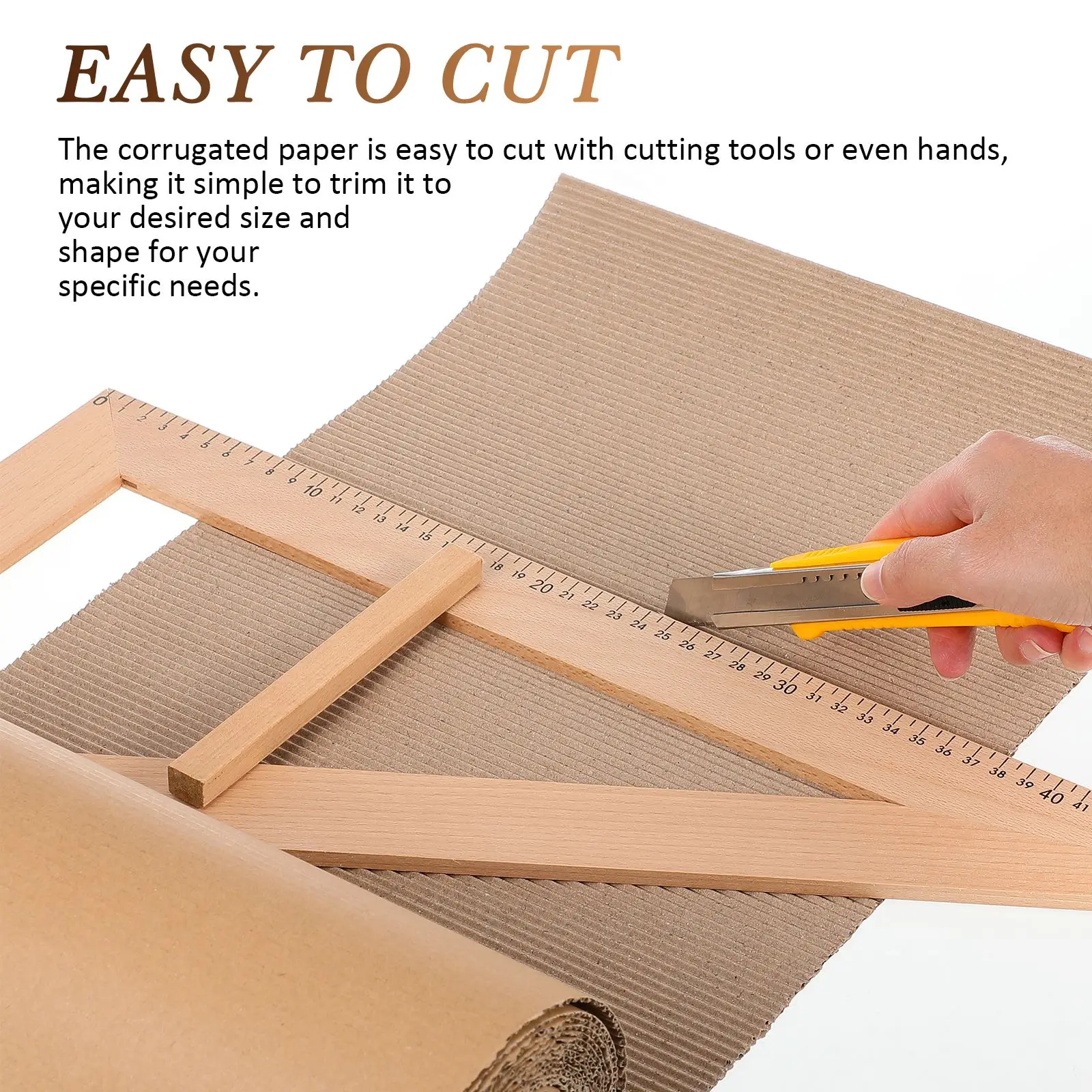 1 Roll Corrugated Cardboard Roll Single Face Corrugated Craft Decoration DIY Craft For Packing Shipping Storage