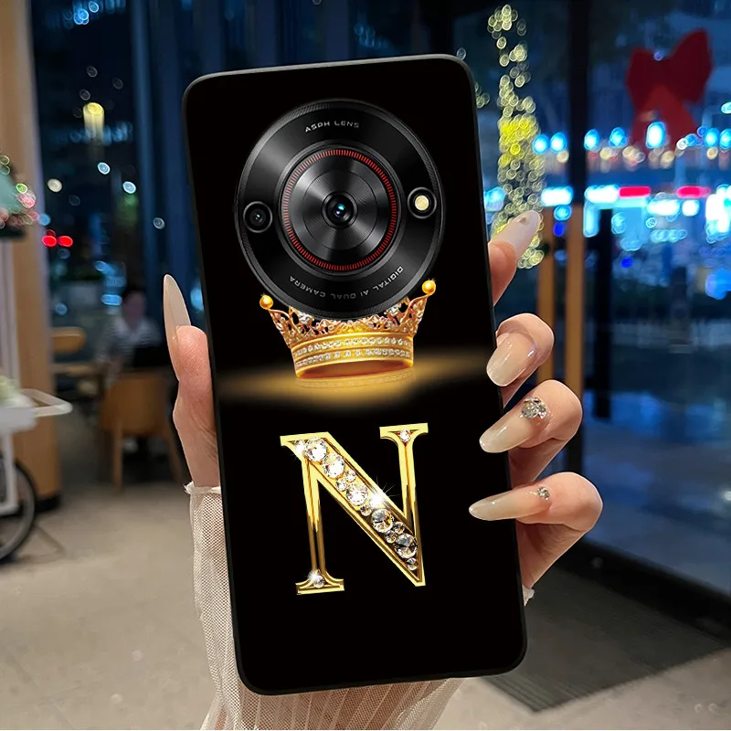 Vibrant Shockproof Soft Phone Case with Crown Letter Design