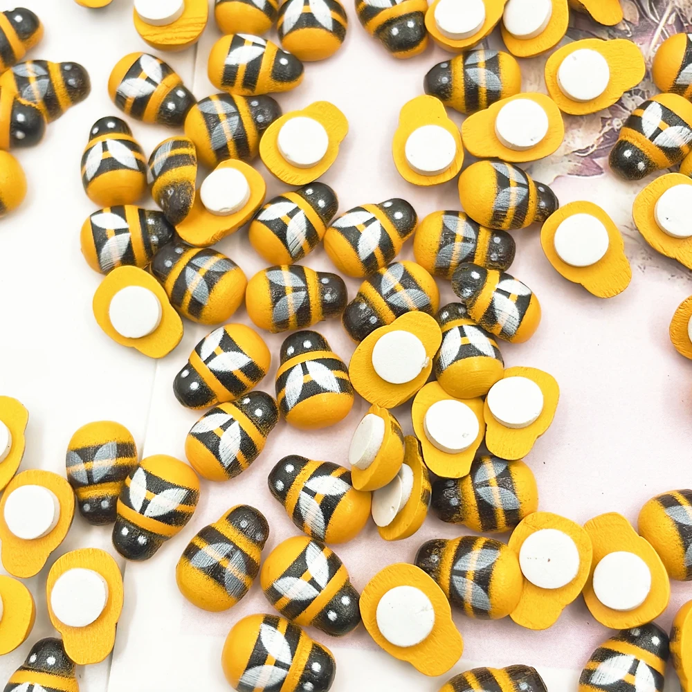 Wooden Mini Bee Ladybugs Stickers 100pcs 10x13mm Self Adhesive Red Painted DIY Craft Scrapbooking Home Garden Party Decoration wooden stickers