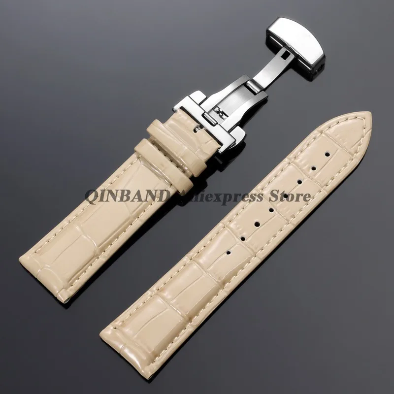 Vintage Genuine Leather Butterfly Clasp Watchband - Premium Replacement Straps