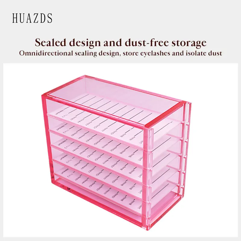 HUAZDS  False Eyelashes Storage Box 5 Layers Acrylic Pallet Lash Holder RED/BLUE/WHITE