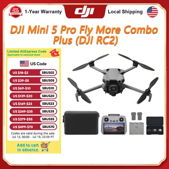 DJI Mini 5 Pro Fly More Combo Plus – 4K Camera Drone with DJI RC 2 Controller, 1-Inch CMOS Sensor, ActiveTrack 360°, Obstacle Sensing & Extended Battery Life 1
