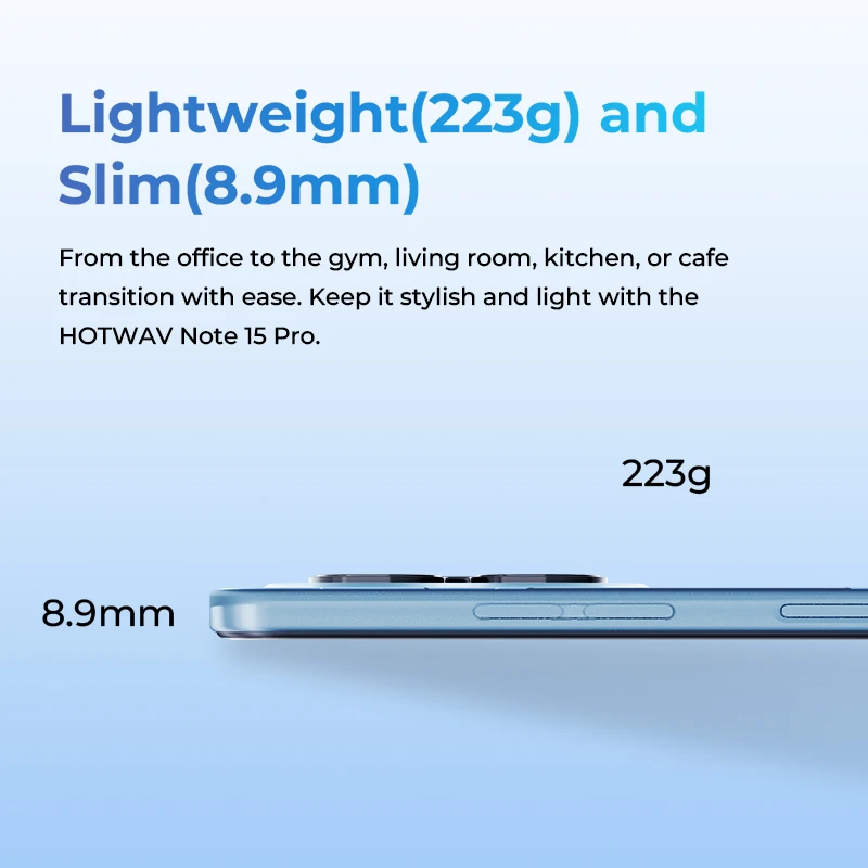 HOTWAV Note 15 Pro Ultra-Thin Smartphone 6.6'' HD+ Display Android 14 5160mAh Mobile Phone 12(4+8)GB+128GB 13MP Cellphone 4