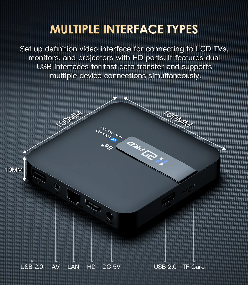 Hongtop h20pro smart tv box wifi6 android 10 6k 4k 3d media player tv box android 2,4g & 5g wifi sehr schnell 1080p set top box – Detail 5