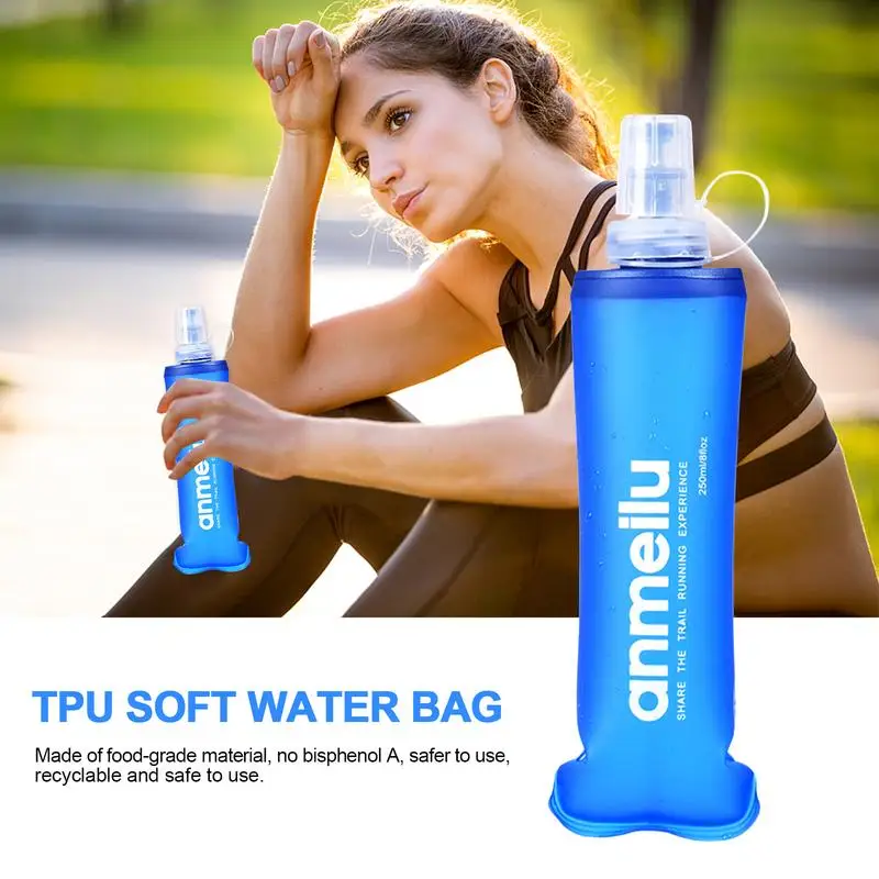 250/500ml Outdoor Folding Water Bottles Running Sport Bicycle TPU Soft Lightweight Flask Water Bag BPAFree Collapsible Flask