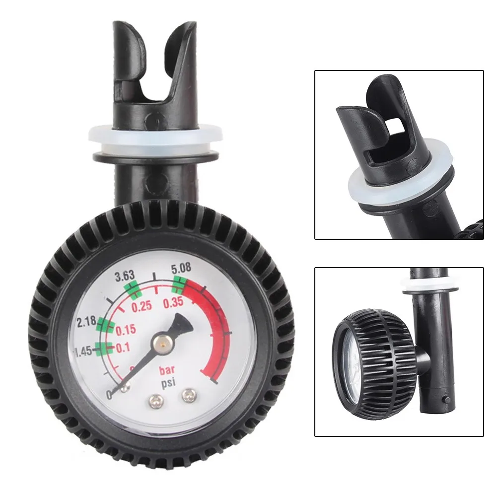 Rubber-Armored Pressure Gauge For Inflatable Boats Kayaks Waterproof Air Pressure Gauge Thermometer 9.5x6.5cm Boat Accessories npt3 8 waterproof pressure sensor gauge for water oil fuel gas air pressure transmitter 0 1mpa 100kpa 100 kpa 60mpa