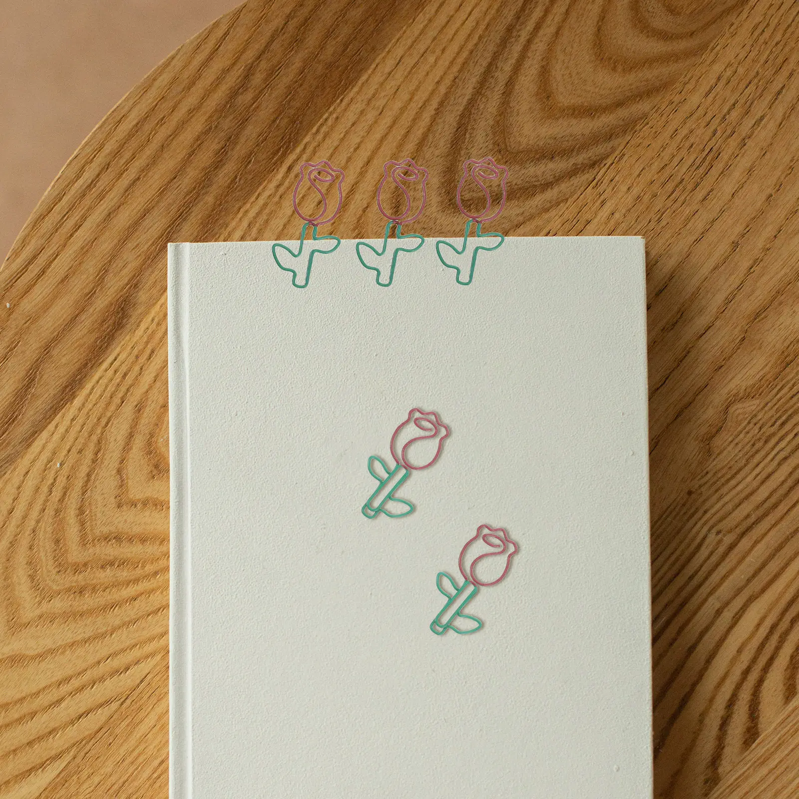 20Pcs 우아한 로즈 디자인 금속 종이 클립 책용 북마크 클립 연구 노트 문서 플래너 장식 학교 사무실
