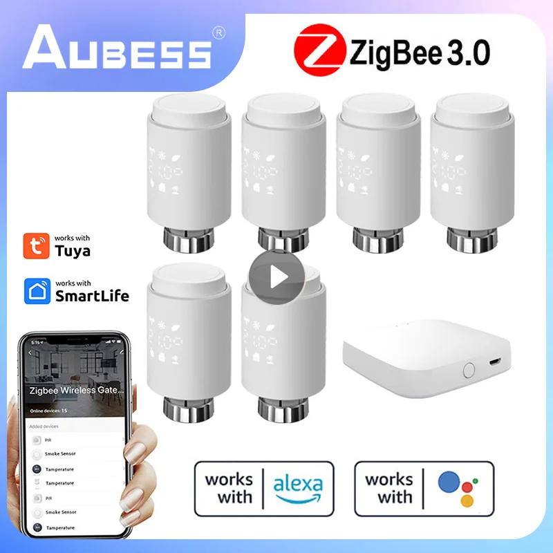 

Tuya Smart ZigBee Radiator Actuator TRV Programmable Thermostatic Radiator Valve Temperature Controller Support Alexa M28 M30