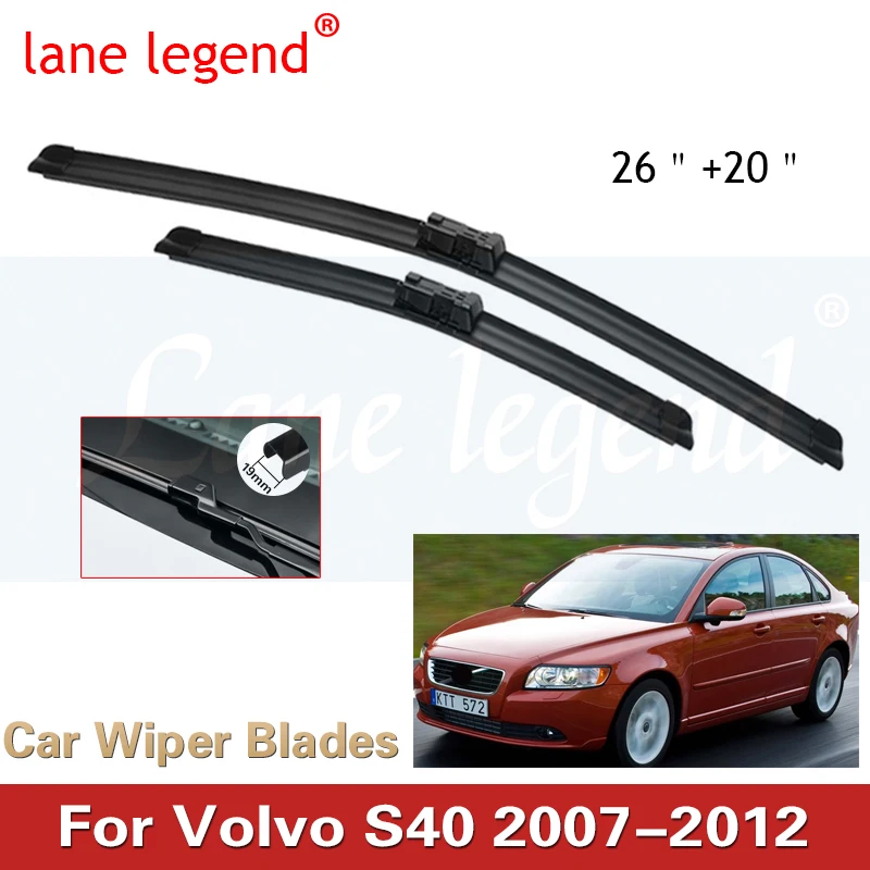 

For Volvo S40 2007 2008 2009 2010 2011 2012 Front Wiper Blades 26"+ 20" Brushes Cutter Accessories Rubber Windshield Wiper