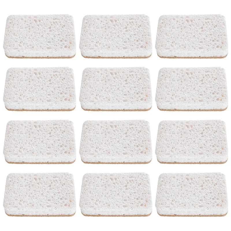 

12Pcs Eco Friendly Scrub Sponges For Kitchen - Non Scratch Odor Free Biodegradable Plant Based Scrubber Pads