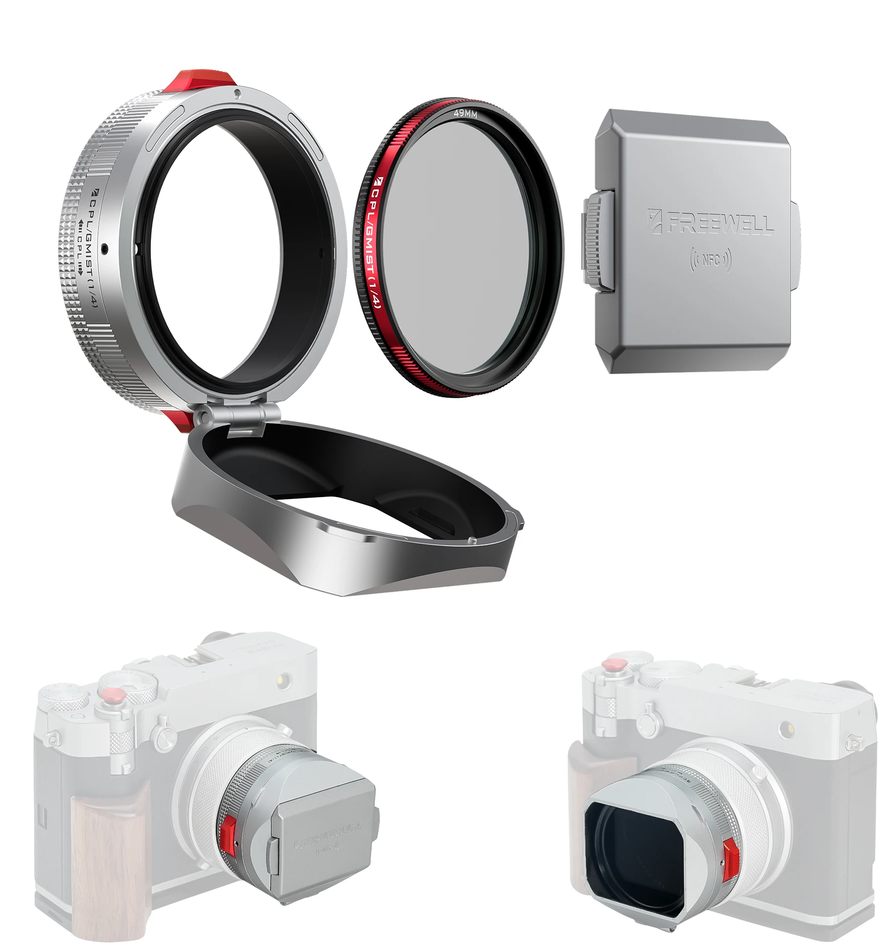 Real Lens Hood for Fuji GFX100RF Camera With Hybrid CPL/Black Mist Filters, Quic